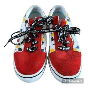 Vans Kids Checkerboard ComfyCush Old Skool Shoes Red/Multicolored Size 2…